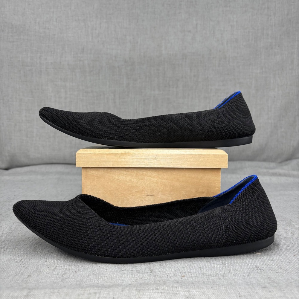 Rothy's The Point Shoes Black Solid Knit Pointed Toe Flats Women's Size 10 - Picture 3 of 12